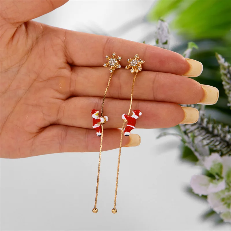 Santa Claus Dangle Earrings — Christmas Tassel Drop Earrings for Holiday Parties & Gifting - Image 2