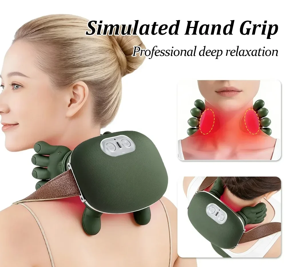 Smart Neck & Shoulder Massager — Cordless Heated Pulse Massager for Home, Office & Travel